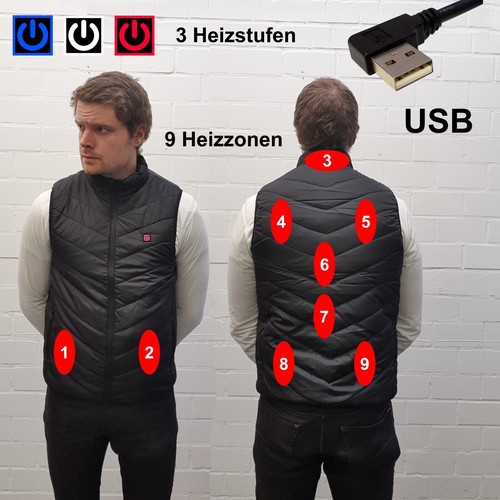 Zonen heizweste usb - 9-zonen,